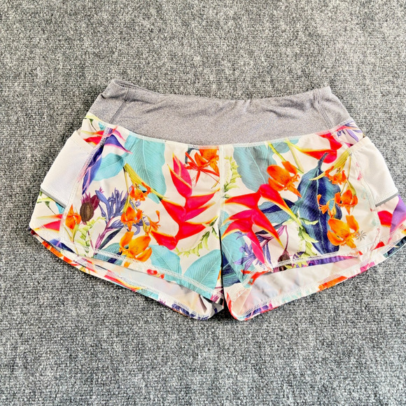 Athleta Floral Running Shorts Size S 3.5" Inseam Lined Polyester-Spandex - Picture 1 of 8